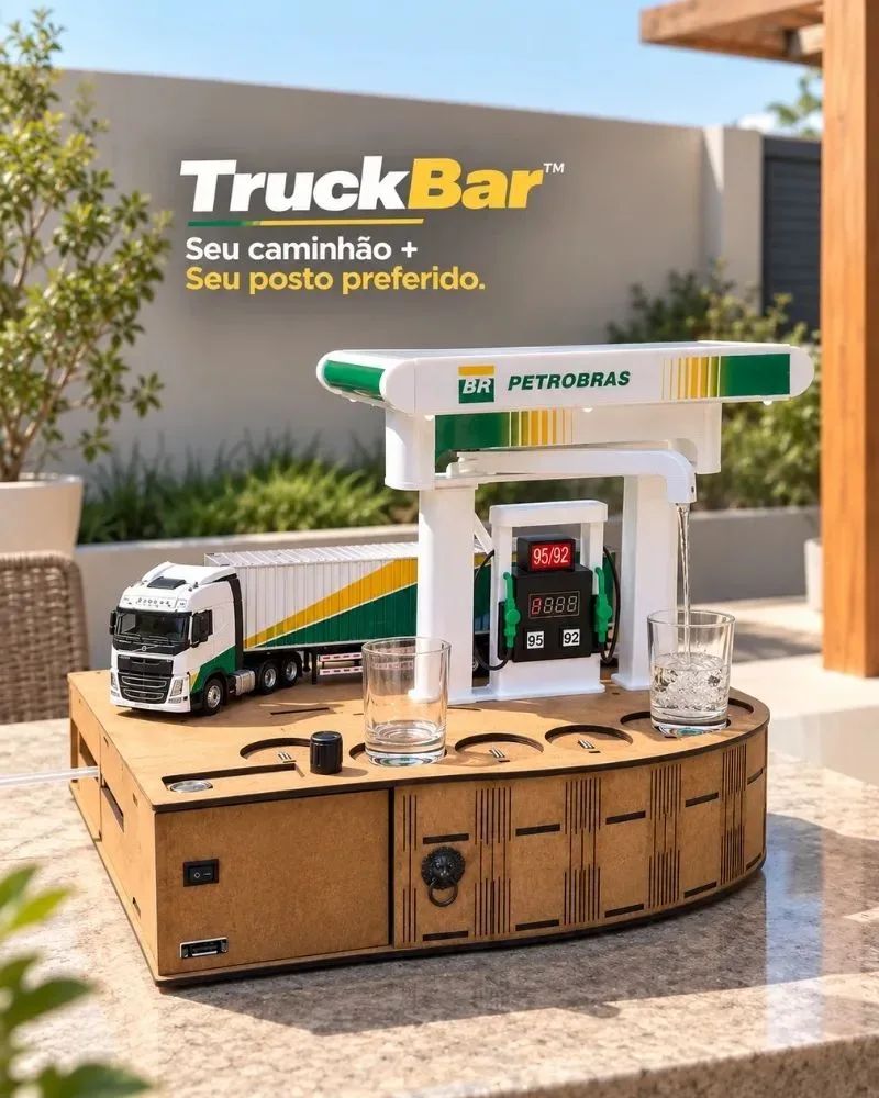 TruckBar™ – Dispenser de Bebidas com Caminhão e Posto Personalizado