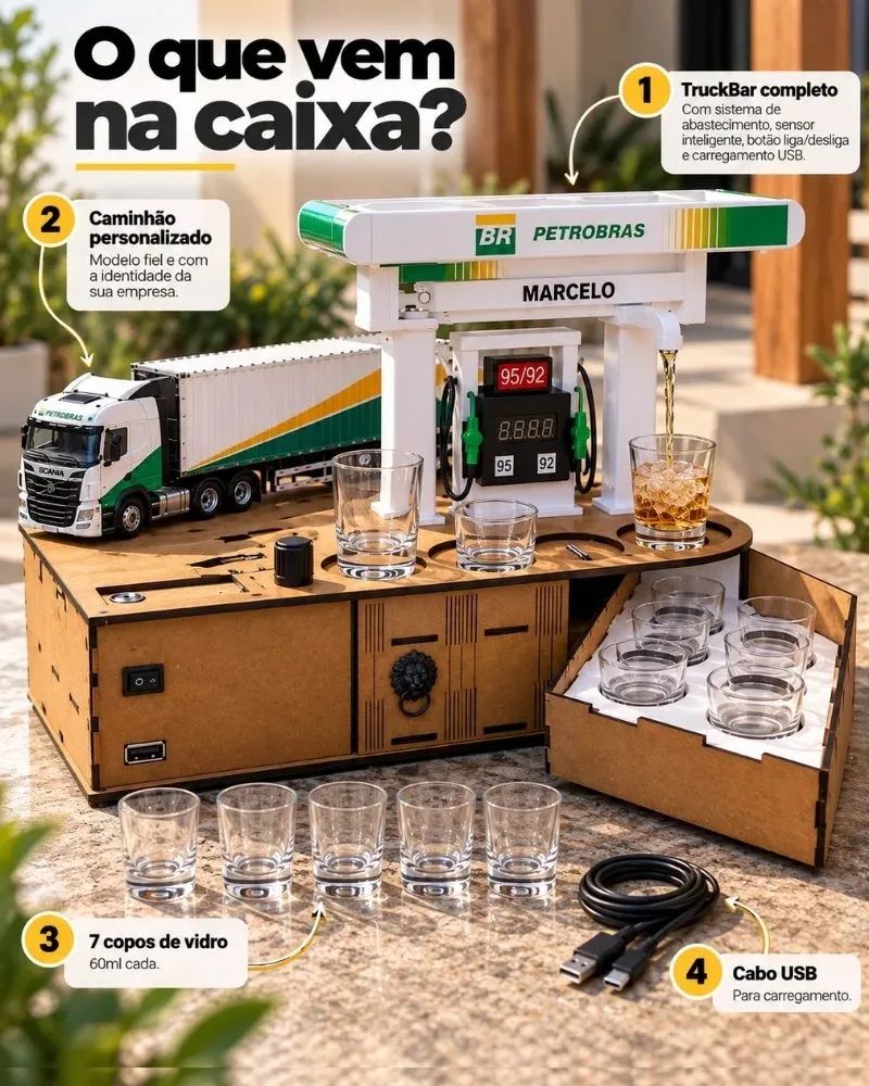 TruckBar™ – Dispenser de Bebidas com Caminhão e Posto Personalizado - imagem 5