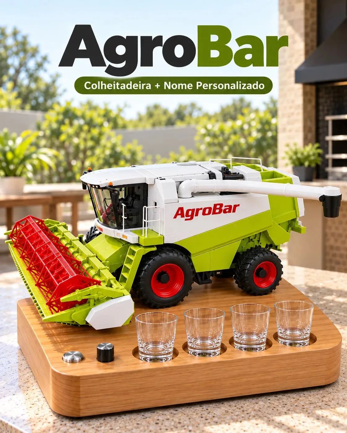 AgroBar™ – Dispenser de Bebidas Colheteira + Nome Personalizado