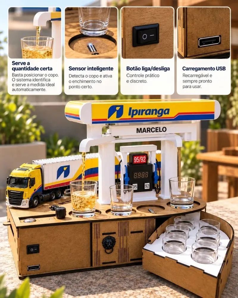 TruckBar™ – Dispenser de Bebidas com Caminhão e Posto Personalizado - imagem 4
